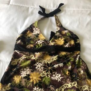 Athleta open back key hole swim top